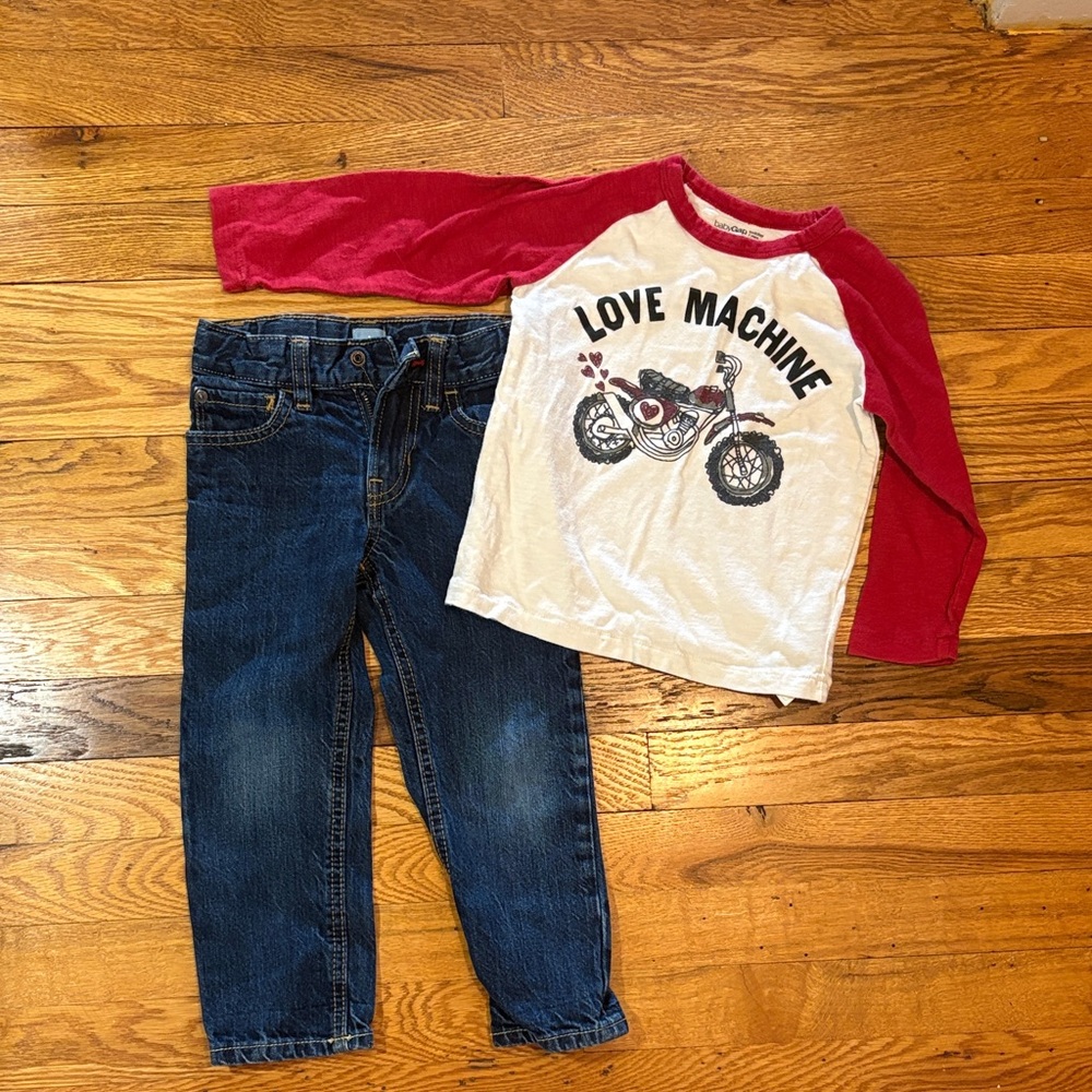 GAP Kids Red and White Love Machine Long Sleeve Tee